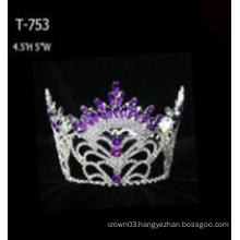 Cheap Purple Rhinestone Full Round Queen Crown